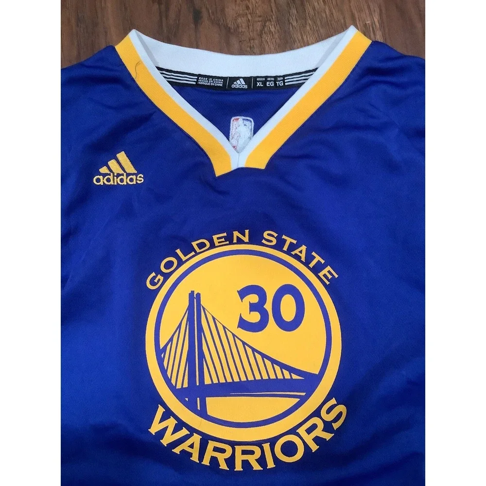 Golden State Warriors Jersey Youth Boys XL Blue Stephen Curry 30 Swingman Adidas